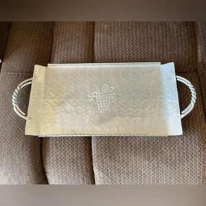 Vintage BW BUENILUM hammered aluminum tray, grapes, charcuterie, board, silver